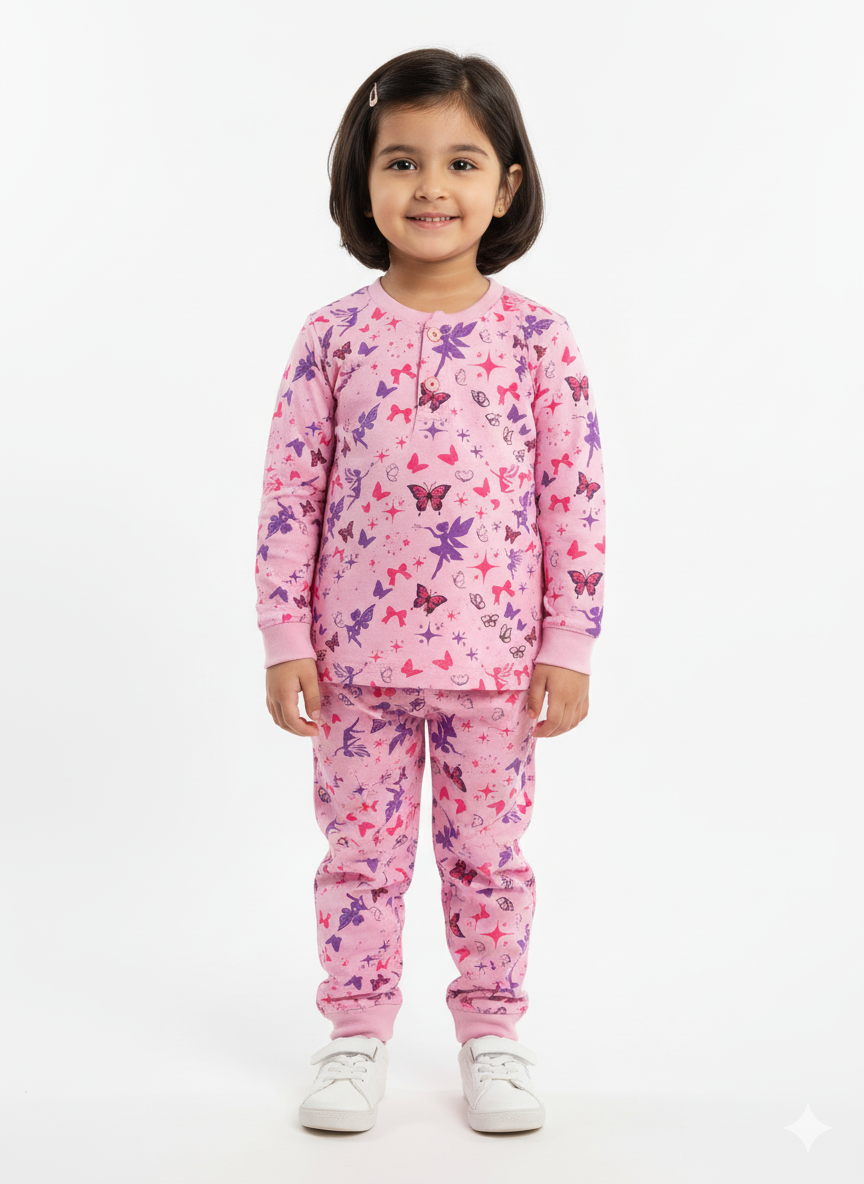 Soft Pink Pajama Set - Fairy Tale Design