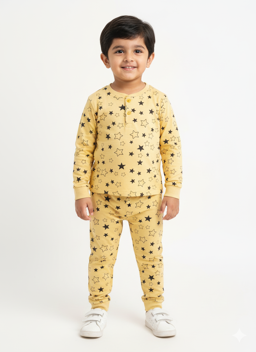 Yellow Pajama Set - Star Design