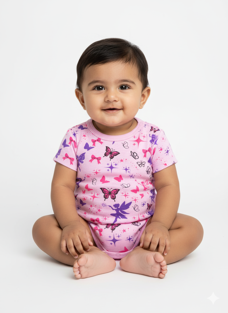 Soft Pink Rompers - Fairy Tale Design