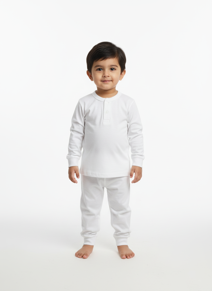 Attire Kids – White Plain Night Suit