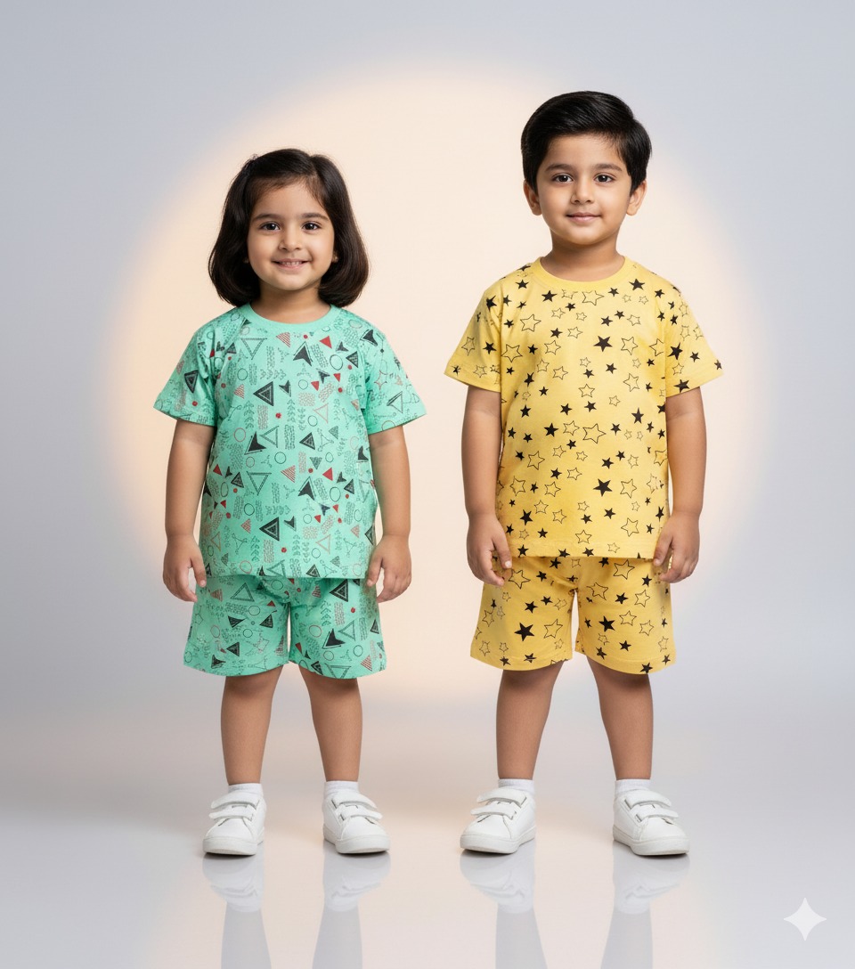 Yellow Co-ord Sets - Star Design (Oversized)