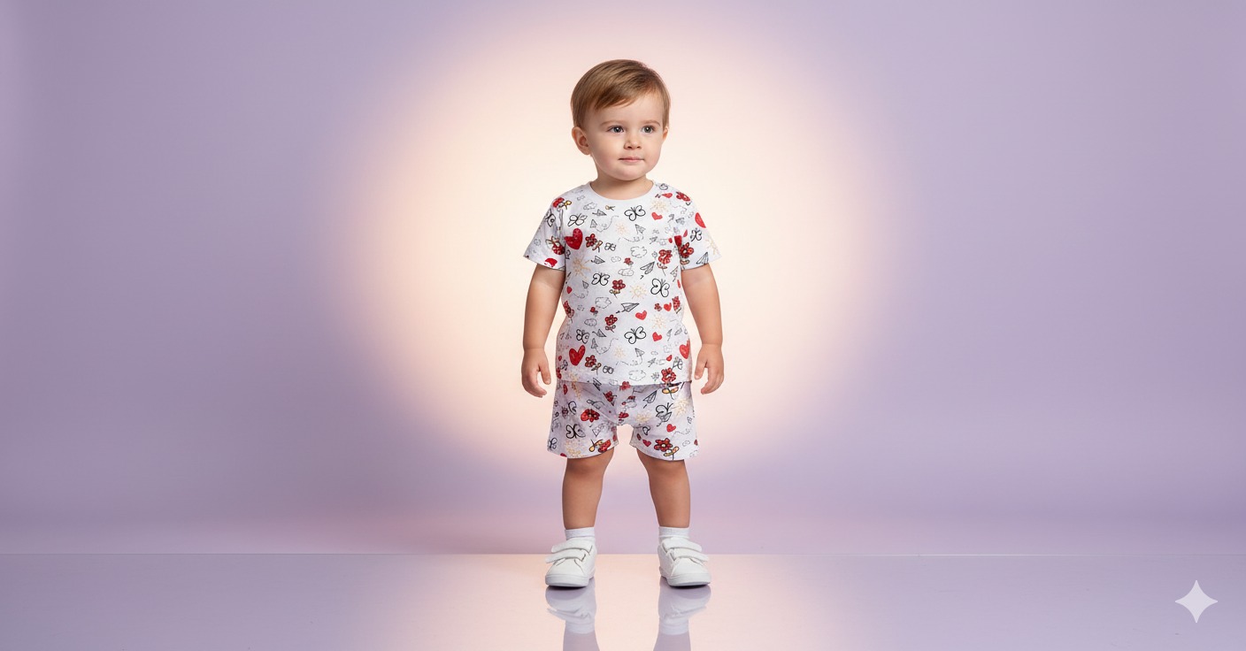 White Co-ord Sets - Butterfly & Hearts Design (Oversized)