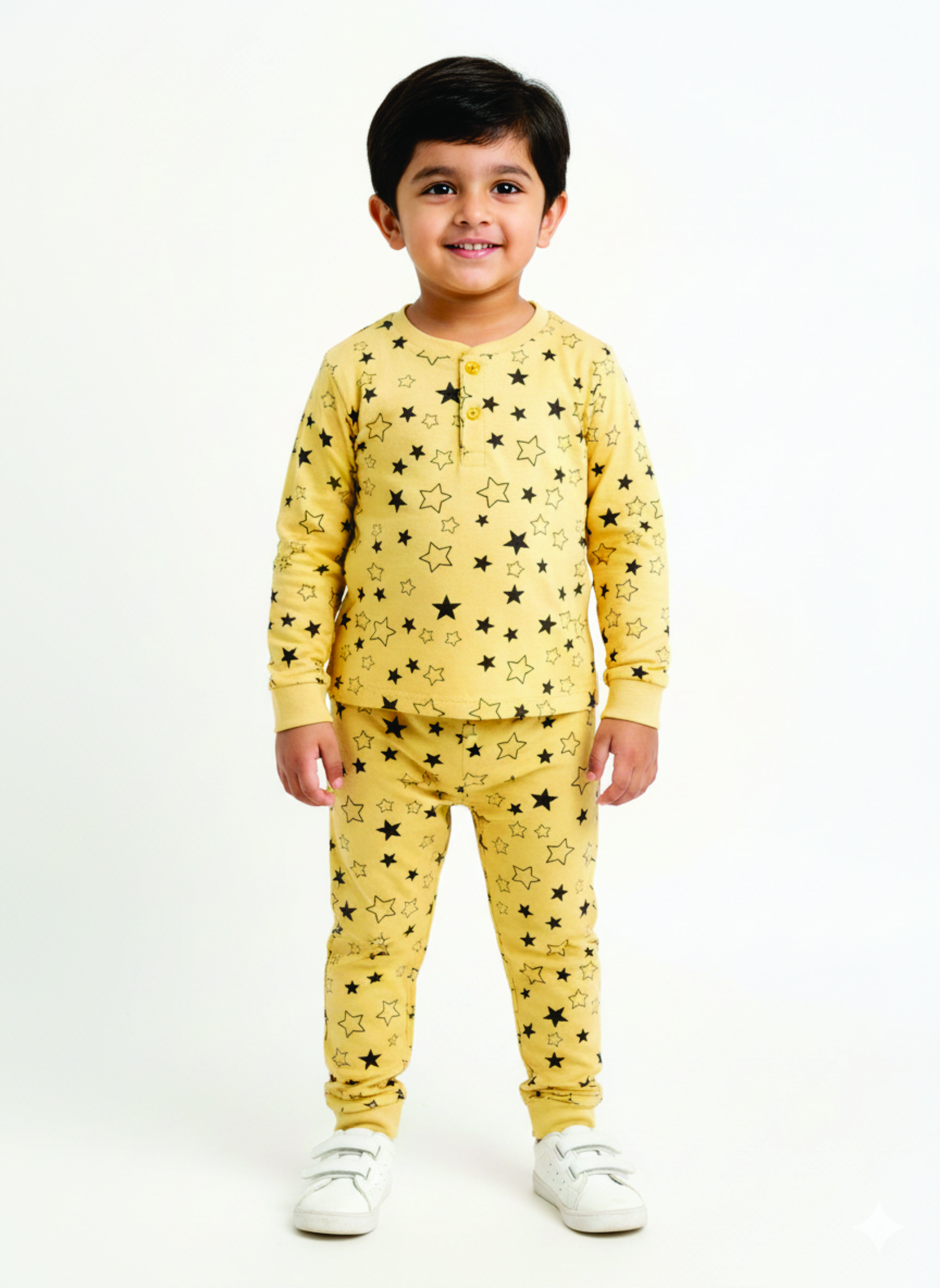 Yellow Pajama Set - Star Design