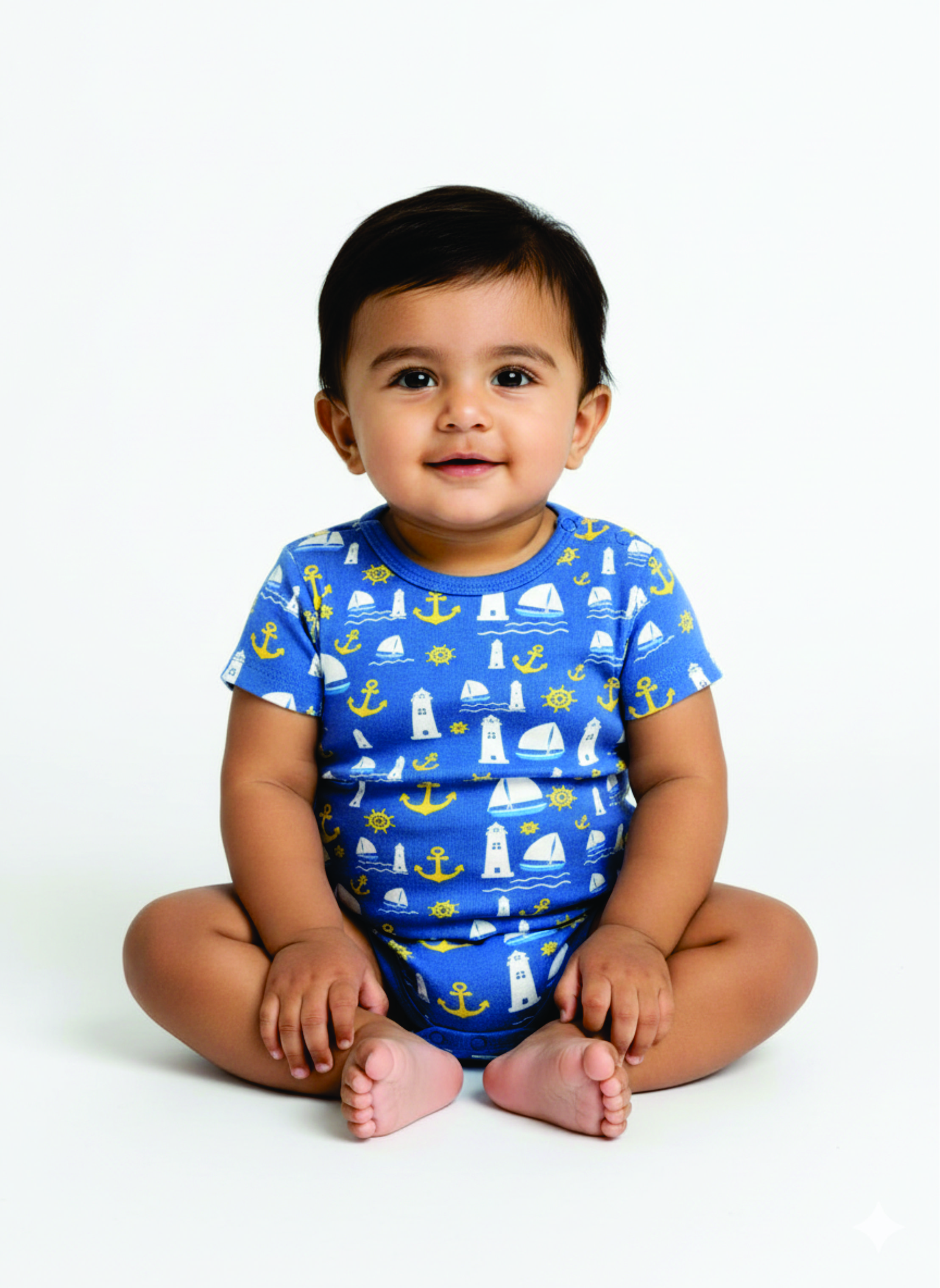 Storm Blue Rompers - Nautical Design